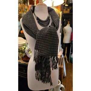 Cashmere feel, Soft 100% acrylic black and gray Scarf 72x12